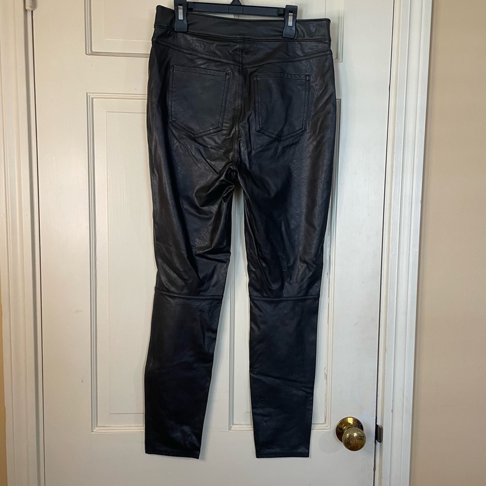 SPANX Women’s Black Leather Like Skinny High Rise Pull On Ankle Pants Medium - Picture 4 of 9